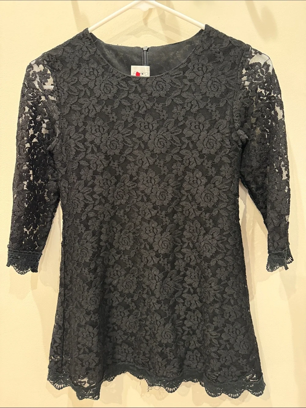 Black Lace girls dress - Elegant Floral Overlay. Euro size 160